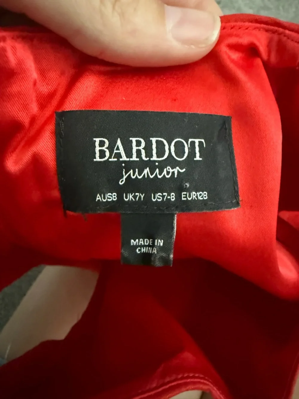 Bardot Bow Back Red Formal Dress Sz 7-8